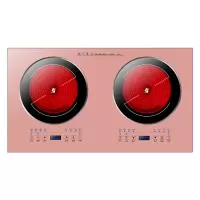 双灶嵌入式电磁炉双头炉纳丽雅双眼电陶台式镶入家用粉色炉 电陶炉+电陶炉