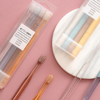 （48小时发货）【一盒装】日系水晶透明小头软毛牙刷成人家用牙刷户外新款（主）