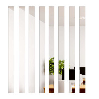 [2018上市 镜面墙贴装饰客厅电视背景墙吊顶 立体长方自粘边框腰线条 长50cm宽5cm银色15条 中