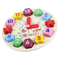 数字时钟积木制串珠穿线时钟早教形状配对拼图儿童玩具13岁