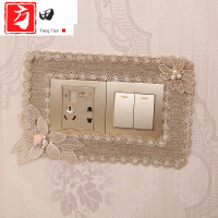 欧式开关贴房间装饰开关套插座贴创意布艺墙贴保护套灯开关装饰套jm