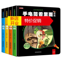 鹏辰正版手电筒里看里面全4册 3-8岁儿童百科全书自然科学大百科幼儿专注力提高创造力
