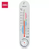 得力(deli) 挂壁式室内水银温度计 家用湿度计 银色