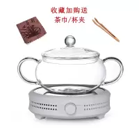 纳丽雅(Naliya)玻璃消毒锅平底带盖茶洗可加热煮茶杯器电陶炉茶具器皿定制 圆肚 玻璃消毒锅+白色电陶圆炉