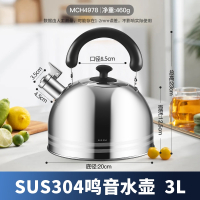 纳丽雅(Naliya)烧水壶家用大容量老式鸣音水壶明火电磁炉燃气灶用_磨砂条纹3L款_按规格选择