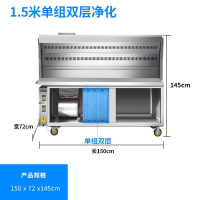 花田趣烧烤车商用摆摊移动夜市净化器户外架子烧烤炉子商用_1.5米单组双层净化专业款