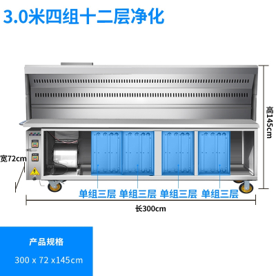 花田趣烧烤车商用摆摊移动夜市净化器户外架子烧烤炉子商用_3.0米四组十二层净化旗舰款