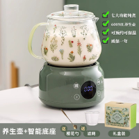 魅扣养生壶办公室小型多功能电炖杯女士一人养生杯煮茶器茶壶_小草苓养生壶玻璃盖礼盒装