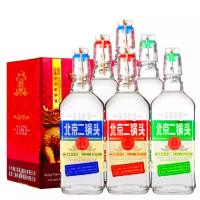 永丰牌北京二锅头 出口型小方瓶 清香型白酒 42度500ml*6瓶装( 红蓝绿三种颜色随机发货)