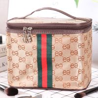 大号方形双e咖啡色 手提化妆包大容量学生抖音收纳包可爱化妆箱洗漱包收纳盒女