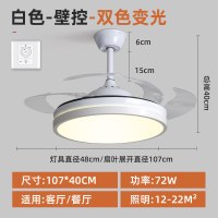 隐形风扇灯家用时光旧巷简约现代客厅卧室餐厅吊扇灯具大气遥控带电扇吊灯 42寸白色变光-壁控