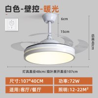 隐形风扇灯家用时光旧巷简约现代客厅卧室餐厅吊扇灯具大气遥控带电扇吊灯 42寸白色暖光-壁控