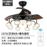 北欧吊扇灯风扇灯餐厅客厅带灯风扇吊灯时光旧巷家用一体大风力隐形电扇灯 42-1271C黑色8头+暖光遥控