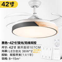北欧餐厅吊扇灯时光旧巷隐形风扇灯客厅卧室简约家用带电风扇的吊灯一体 黑色-42寸/变光/无线双控