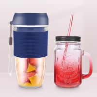 榨汁机时光旧巷家用水果小型便携式电动多功能网红迷你炸果汁料理榨汁杯 蓝色双杯款