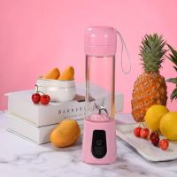 便携式随身榨汁机时光旧巷家用水果小型迷你型电动榨汁杯摇摇杯充电 粉色玻璃款+底座