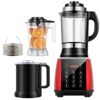 变频双杯破壁机豆浆机时光旧巷全自动米糊机家用加热免过滤水果榨汁机一体 红色升级三杯款[玻璃杯+磨粉杯+果汁杯]