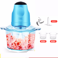 电动绞肉机家用多功能打肉馅机时光旧巷全自动搅馅机碎菜蒜蓉机小型料理器 2L(双杯双刀)塑杯[塑杯+塑杯]