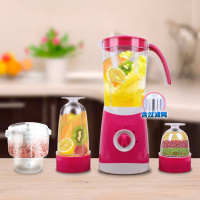 料理机多功能时光旧巷家用豆浆小型辅食机果汁研磨绞肉搅拌机 全玫红色JX2199