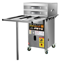 广东石磨肠粉机商用夜市摆摊金蛋用燃气防干烧 抽屉式蒸肠粉机 一抽一份防干烧50*50[两格三抽]