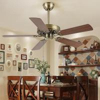 欧式仿古木叶无灯吊扇餐厅时光旧巷不带灯铁叶风扇客厅咖啡厅复古风扇吊灯 青古铜42寸木叶+遥控