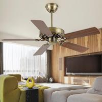 欧式仿古木叶无灯吊扇餐厅时光旧巷不带灯铁叶风扇客厅咖啡厅复古风扇吊灯 青古铜52寸木叶+绳控