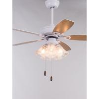 新中式吊扇灯餐厅客厅时光旧巷风扇灯家用美式复古风扇吊灯仿古木吊扇 B款42寸白色3灯拉绳