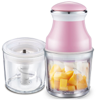 婴儿辅食机宝宝多功能料理机家用时光旧巷小型迷你搅拌绞肉榨汁水果泥 可爱粉[2个玻璃杯][2套刀]