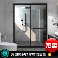 淋浴房隔断玻璃浴室干湿分离一字形卫生间简易浴屏家用洗澡间定制