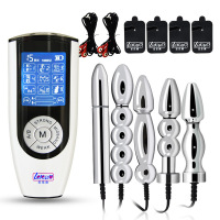 乐乐窝 肛塞组合 双控双输出充电主机强力电流击刺激击激情贴片男女用肛塞后庭自嗨玩情趣性用品男用自玩游戏玩具 5塞组合