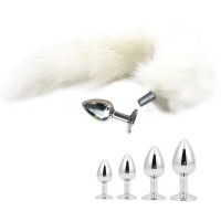 云曼 金属肛塞可拆卸狐狸尾巴带骨架定型外出女后庭猫狗尾巴SM成人自玩慰激情玩具情趣用品大中小 白色可拆卸无定型款 小号头