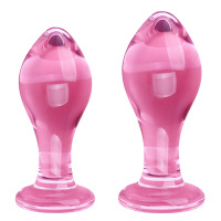 云曼 后庭肛塞 男女用透明玻璃水中晶肛栓塞 sm外出穿戴佩戴自玩棒私处夫妻成人情趣用品 圆形底座【中号+大号】