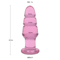 水晶玻璃肛塞菊花刺激性工具夫妻激情情趣用品男自玩自玩快感成人 粉色玻璃小号B171