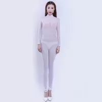 欲之诱惑 情趣内衣女 透明网纱包身衣 长袖连身服 夜店表演服 sm制服诱惑 紧身户外露出服性感内衣女 网纱白 默认尺寸