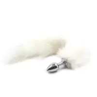 桃色缘 六色貂狐狸尾巴金属后庭肛塞 sm男女用器具情侣私密玩具SM情趣用品另类成人游戏用品 仿白狐狸尾金属小号肛塞