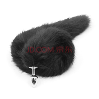 桃色缘 加长75CM貂狐狸尾硅胶后庭金属肛塞 sm情趣用品男女用器具夫妻激情刺激另类玩具成人性调教 黑狐尾金属肛塞