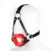 桃色缘 强制张口器嘴部唇型头套硅胶流口水口塞 sm情趣用品男女用器具SM夫妻激情另类调教成人性玩具 大红嘴唇马具头套