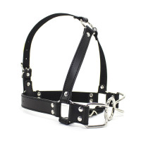 桃色缘 多款锁扣皮革口枷强制开口咬球带口球口塞 sm情趣用品男女用器具SM私密调教成 D小口外径4.2cm内径3.3cm