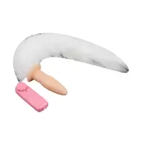 桃色缘 多款貂狐狸猫尾硅胶后庭菊花塞金属肛塞 sm情趣用品男女用器具SM夫妻调情另 白狐尾硅胶电动版(肛塞直径约3CM)