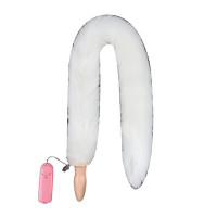 桃色缘 多款貂狐狸猫尾硅胶后庭菊花塞金属肛塞 sm情趣用品男女用器具SM夫妻调 长款白狐尾硅胶电动版(肛塞直径约3CM)