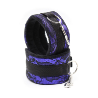 桃色缘 毛绒肛塞棒捆绑束缚情趣套装蕾丝眼罩口塞颈套脚手铐sm情趣用品男女用器具SM夫 魔术贴款复古蕾丝枫叶紫毛绒脚铐对装