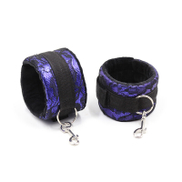 桃色缘 毛绒肛塞棒捆绑束缚情趣套装蕾丝眼罩口塞颈套脚手铐sm情趣用品男女用器具SM夫 魔术贴款复古蕾丝枫叶紫毛绒手铐对装