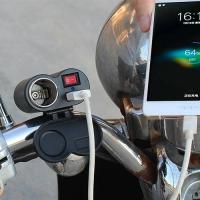 12V24V摩托车点烟器带插座USB防水电动车手机充电器车载改装配件