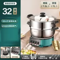 奥克斯(AUX)不锈钢电炒锅多功能炒菜家用一体不粘锅电热锅电锅_实发双笼款旗舰款加厚加深⭐32CM单笼