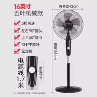 志高(CHIGO)电风扇落地式家用强力小型宿舍台式遥控办公室工业大风力电扇_16英寸机械五叶三档无定时款