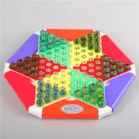 B款玻璃跳棋|儿童益智棋盘亲子弹大号玻璃球飞行棋弹子棋子珠跳跳棋跳棋成人