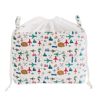 环球旅行 S号34*26*24cm|新品棉麻儿童玩具收纳箱卡通衣物收纳篮防尘束口加厚可折叠脏衣篮