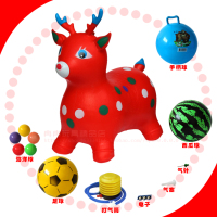 100首歌曲红卡通鹿送9件|儿童充气玩具带音乐橡皮马加大加厚耐磨安全跳跳鹿