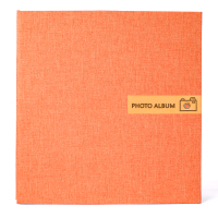 16寸相册-桔黄 40张白卡内页|麻布相册本影集diy纪念册自粘贴式覆膜家庭手工情侣大容量成长册
