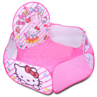 粉色卡通猫球池(不含海洋球)亏本促销|儿童室内小帐篷投篮海洋球池布制围栏宝宝玩具游戏屋彩色波波球池
